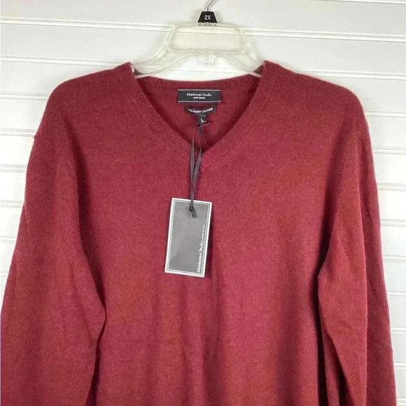 Mantovani Studio NWT 100% Italian Cashmere V-Neck Burgundy Sweater Large - Picture 10 of 10